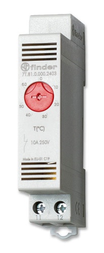 Щитовой термостат 7T.81.0.000.2401 с биметалл. датчиком, -20…+40 °С, 10А, 1NC, на обогрев фото